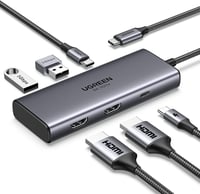 UGREEN Revodok 206 USB C Hub Dokkoló - Kettős 4K HDMI, 3 USB Port, 100W Gyorstöltés - Kompatibilis MacBook, Surface, ThinkPad, Zenbook Eszkö 1