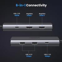 UGREEN Revodok 206 USB C Hub Dokkoló - Kettős 4K HDMI, 3 USB Port, 100W Gyorstöltés - Kompatibilis MacBook, Surface, ThinkPad, Zenbook Eszkö 2