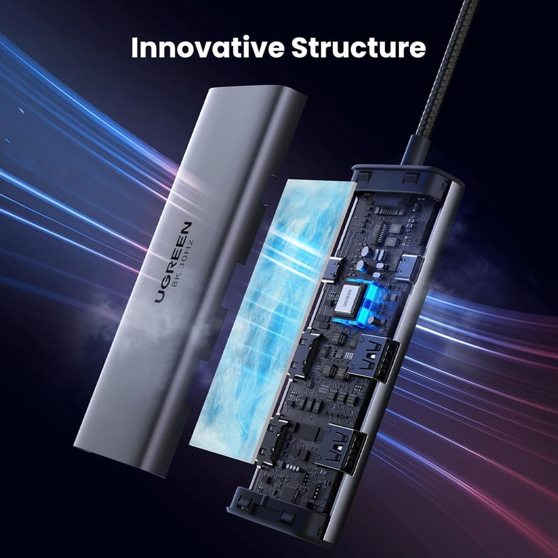 UGREEN Revodok 206 USB C Hub Dokkoló - Kettős 4K HDMI, 3 USB Port, 100W Gyorstöltés - Kompatibilis MacBook, Surface, ThinkPad, Zenbook Eszkö