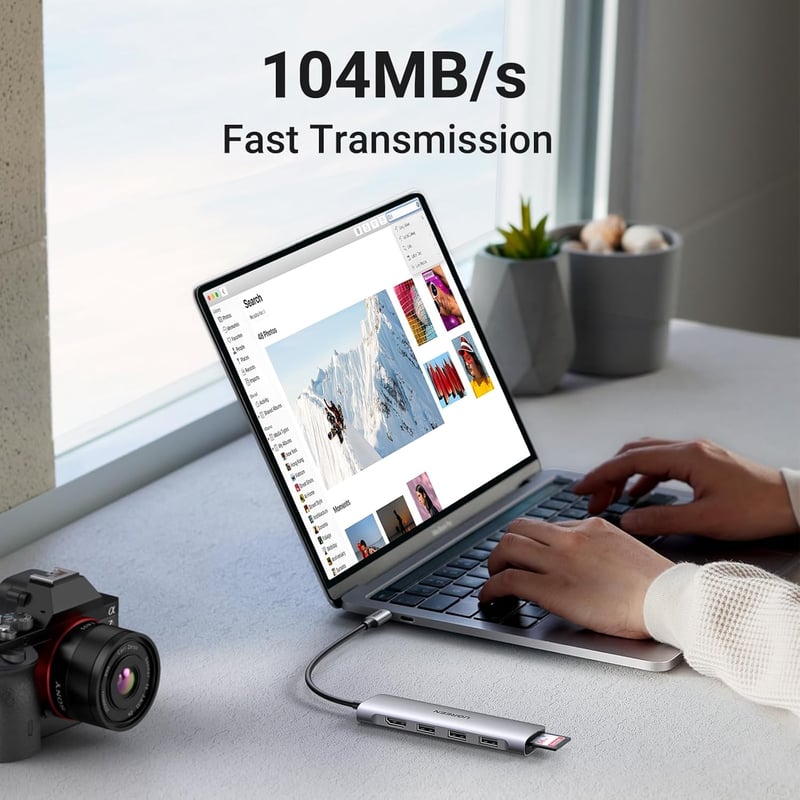 UGREEN Revodok 6 az 1-ben USB C Hub - 4K HDMI, SD/TF Kártyaolvasó, USB 3.0 Portok - iPhone 15, MacBook, iPad, Surface, Galaxy S24, Rog Ally 