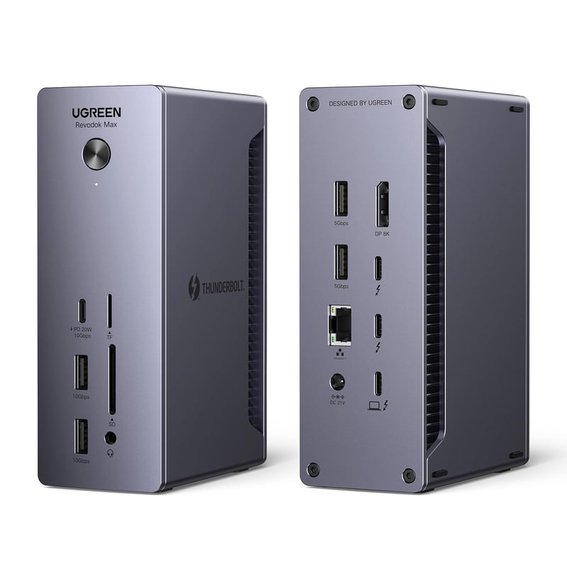 Dokovacia stanica UGREEN Revodok Max 213 Thunderbolt 4, 40 Gb/s, 13 v 1, duálne 4K 60 Hz, 90 W nabíjanie, 2,5 Gb/s Ethernet, SD 4.0, 3,5 mm jack