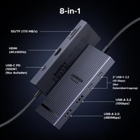 USB-C hub UGREEN Revodok Pro 108, 10 Gb/s, HDMI 4K@60Hz, USB 3.2, čítačka SD/TF kariet, PD 100 W, dokovacia stanica pre MacBook, Surface a iPad Pro 2