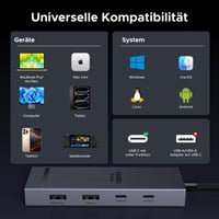 USB-C hub UGREEN Revodok Pro 108, 10 Gb/s, HDMI 4K@60Hz, USB 3.2, čítačka SD/TF kariet, PD 100 W, dokovacia stanica pre MacBook, Surface a iPad Pro 7