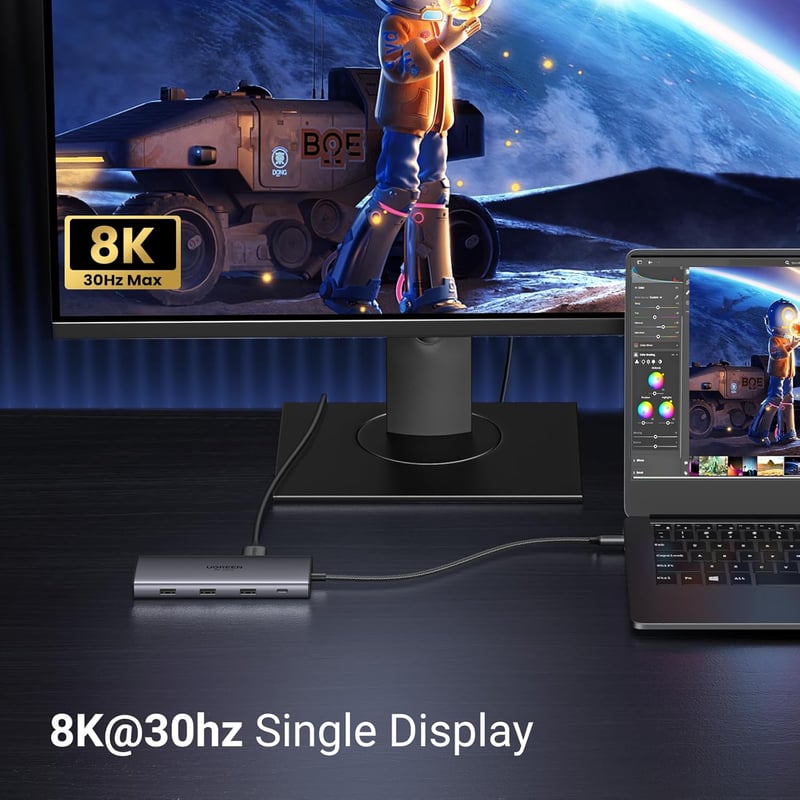 UGREEN Revodok Pro 210 USB C Dokkoló Állomás - 10 az 1-ben Hub, Kettős 4K HDMI, Gigabit Ethernet, 100W Gyorstöltés, SD/TF Kártyaolvasó, MacB