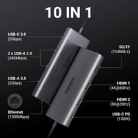 UGREEN Revodok Pro 210 USB C Dokkoló Állomás - 10 az 1-ben Hub, Kettős 4K HDMI, Gigabit Ethernet, 100W Gyorstöltés, SD/TF Kártyaolvasó, MacB 2
