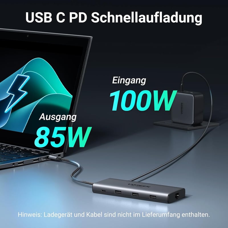 UGREEN Revodok Pro 210 USB C Dokkoló Állomás - 10 az 1-ben Hub, Kettős 4K HDMI, Gigabit Ethernet, 100W Gyorstöltés, SD/TF Kártyaolvasó, MacB