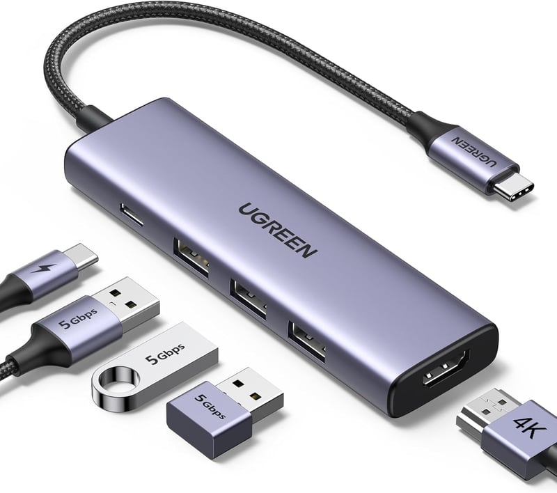 UGREEN Revodok USB-C Hub 100W PD, 4K HDMI, 3x USB 3.0 - MacBook, iPad, iPhone 15