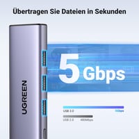 UGREEN Revodok USB-C Hub 100W PD, 4K HDMI, 3x USB 3.0 - MacBook, iPad, iPhone 15 4
