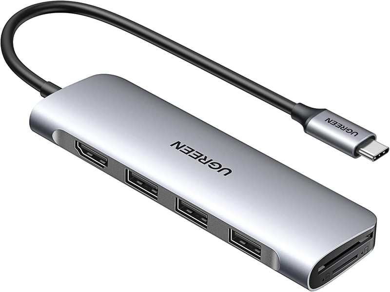UGREEN Revodok USB-C Hub 6 az 1-ben 4K HDMI, SD/TF olvasó, ezüst