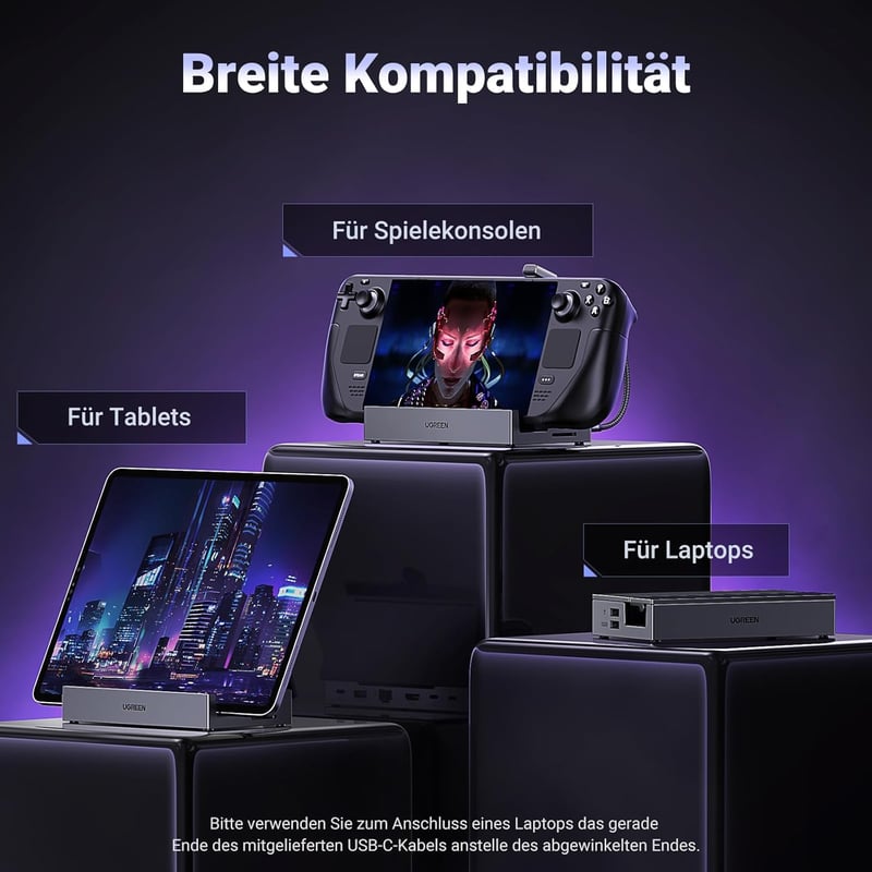 UGREEN Steam Deck Dokkoló Állomás 9-in-1 4K HDMI USB Portokkal Állítható Tartó Steam Deck OLED ROG Ally Legion Go iPad MacBook Kompatibilis