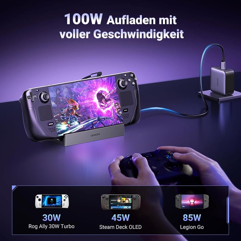 UGREEN Steam Deck Dokkoló Állomás 9-in-1 4K HDMI USB Portokkal Állítható Tartó Steam Deck OLED ROG Ally Legion Go iPad MacBook Kompatibilis