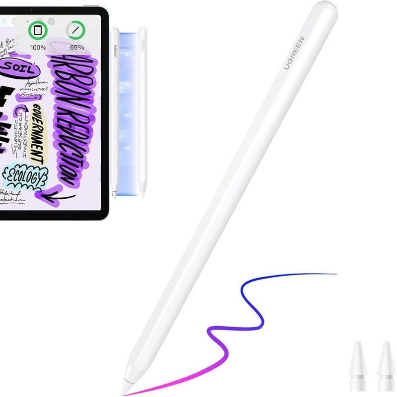 UGREEN Stylus Ceruza iPad-hez Mágneses Vezeték Nélküli Töltés Dőlésszög Érzékelés iPad Pro 11" 12.9" iPad Air Kompatibilis Fehér