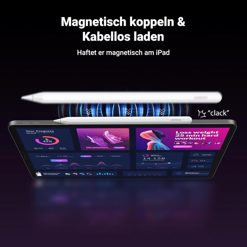 UGREEN Stylus Ceruza iPad-hez Mágneses Vezeték Nélküli Töltés Dőlésszög Érzékelés iPad Pro 11" 12.9" iPad Air Kompatibilis Fehér