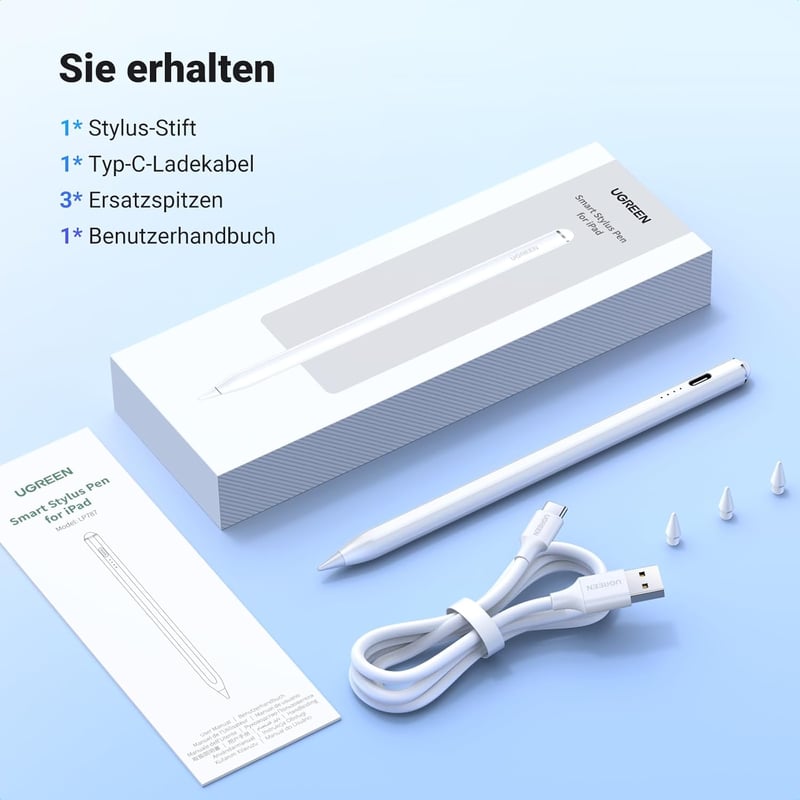 UGREEN Stylus Pen iPad 2018-2024 USB-C Gyors Töltés Tenyérelutasítás Dönthető