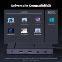 Dokovacia stanica UGREEN s podporou troch displejov – 2× HDMI 4K@60Hz, DisplayPort 4K@120Hz, 10Gbps USB-C, USB-A, čítačka SD/TF kariet, LAN, audio, 100W PD, pre ThinkPad X1, HP Envy 17, XPS 15 8