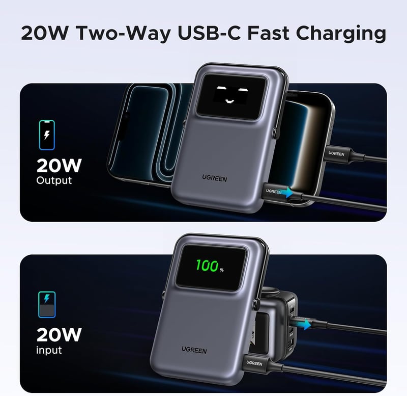 UGREEN UNO 10000mAh Mágneses Wireless Powerbank 20W USB-C iPhone 12-17 Pro Max