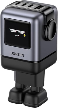 UGREEN UNO 100W GaN USB-C Töltő 4 Portos LED Kijelzővel - Robot Dizájn MacBook, iPad, iPhone, Galaxy Készülékekhez (Fekete) 1