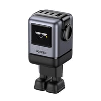 UGREEN UNO 100W GaN USB-C punjač s 4 priključka i LED zaslonom - Robot dizajn za MacBook, iPad, iPhone, Galaxy uređaje (crni) 1