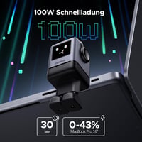 UGREEN UNO 100W GaN USB-C Töltő 4 Portos LED Kijelzővel - Robot Dizájn MacBook, iPad, iPhone, Galaxy Készülékekhez (Fekete) 2
