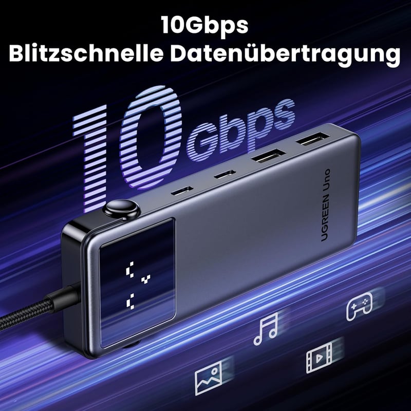 UGREEN Uno 6 az 1-ben USB-C Hub 10Gbps 4K HDMI MacBook iPad Surface