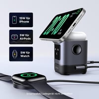 UGREEN UNO Qi2 2-in-1 Töltőállomás, 15W MagSafe Kompatibilis Vezeték Nélküli Töltő iPhone 17/16/15/14/13 és AirPods Készülékekhez, Állítható 3