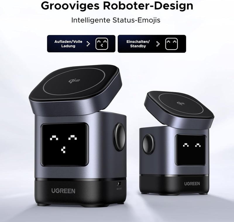 UGREEN UNO Qi2 2-in-1 Töltőállomás, 15W MagSafe Kompatibilis Vezeték Nélküli Töltő iPhone 17/16/15/14/13 és AirPods Készülékekhez, Állítható