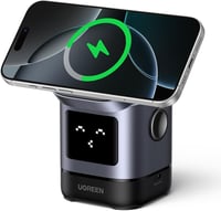 UGREEN UNO Qi2 2-in-1 Töltőállomás, 15W MagSafe Kompatibilis Vezeték Nélküli Töltő iPhone 17/16/15/14/13 és AirPods Készülékekhez, Állítható 1