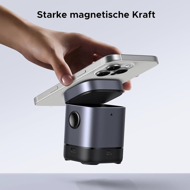 UGREEN UNO Qi2 2-in-1 Töltőállomás, 15W MagSafe Kompatibilis Vezeték Nélküli Töltő iPhone 17/16/15/14/13 és AirPods Készülékekhez, Állítható