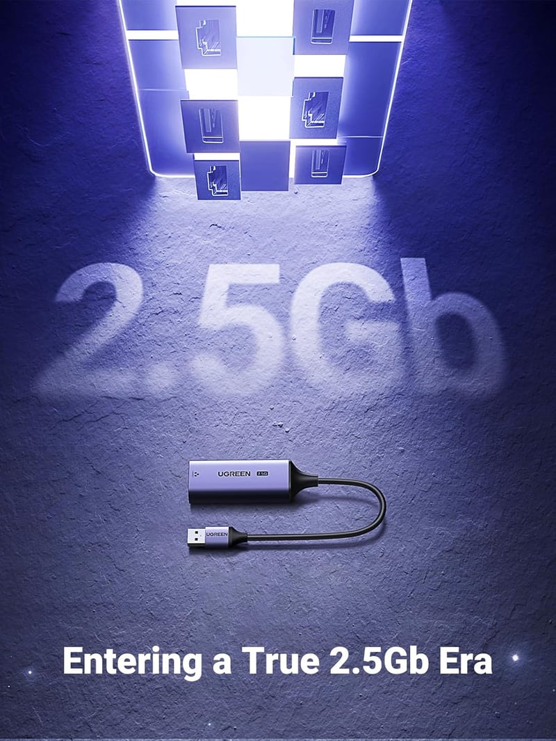 UGREEN USB 3.0 Ethernet Adapter 2.5G LAN Hálózati Adapter RJ45 2500Mbps Gigabit Alumínium Laptop PC Windows macOS Kompatibilis