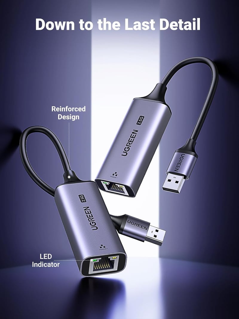 UGREEN USB 3.0 Ethernet Adapter 2.5G LAN Hálózati Adapter RJ45 2500Mbps Gigabit Alumínium Laptop PC Windows macOS Kompatibilis