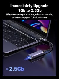 UGREEN USB 3.0 Ethernet Adapter 2.5G LAN Hálózati Adapter RJ45 2500Mbps Gigabit Alumínium Laptop PC Windows macOS Kompatibilis 4