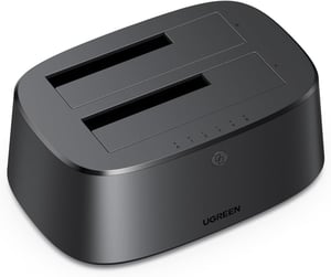 Stație de andocare UGREEN USB 3.0 cu două sloturi pentru HDD sau SSD SATA de 2.5 și 3.5 inchi, 5 Gbps, cu clonare offline UASP