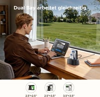 Stație de andocare UGREEN USB 3.0 cu două sloturi pentru HDD sau SSD SATA de 2.5 și 3.5 inchi, 5 Gbps, cu clonare offline UASP 2