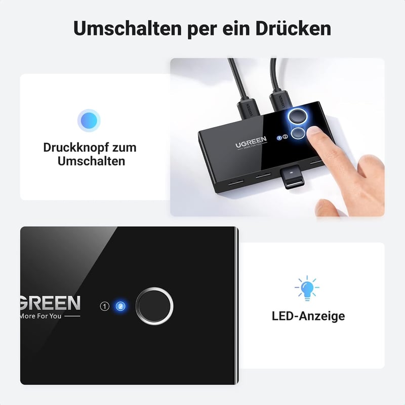 UGREEN USB 3.0 Switch - 2 PC 4 Kimenet Váltó Fekete - Billentyűzet, Egér, Nyomtató és Scanner Megosztó Eszköz Kábellel

AI: UGREEN USB 3.0 S