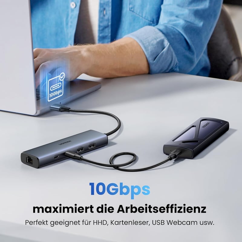 UGREEN USB 3.2 Hub Ethernet Adapter 2x USB-C 2x USB-A RJ45 Gigabit Hálózati Adapter