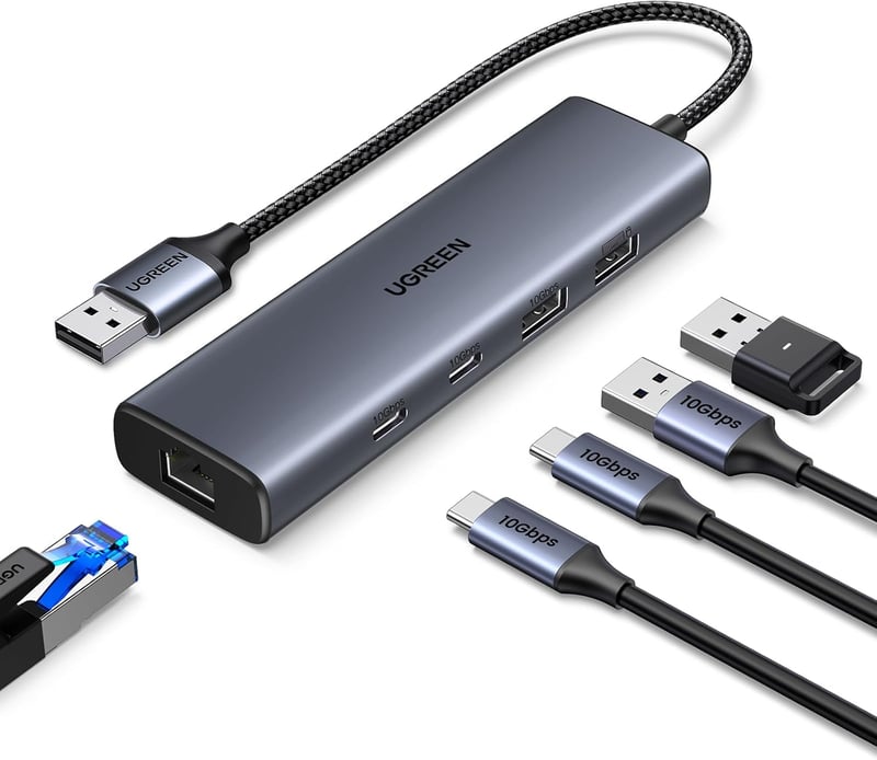 UGREEN USB 3.2 Hub Ethernet Adapter 2x USB-C 2x USB-A RJ45 Gigabit Hálózati Adapter