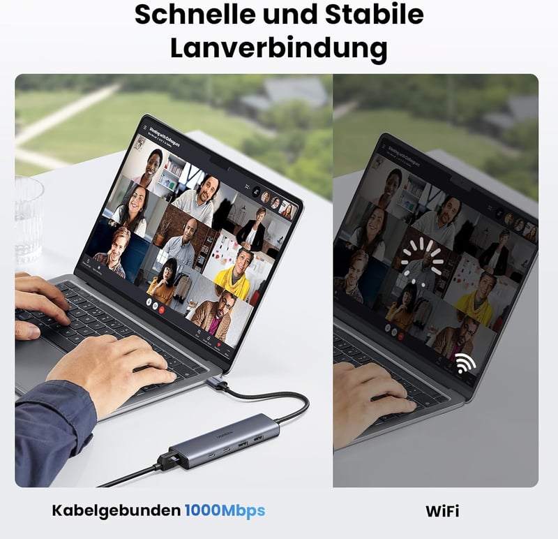 UGREEN USB 3.2 Hub Ethernet Adapter 2x USB-C 2x USB-A RJ45 Gigabit Hálózati Adapter