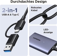 Cititor de carduri UGREEN USB C CFexpress Type B cu porturi USB A și USB C, 10 Gbps, până la 1250 MB/s, carcasă din aluminiu, pentru video 8K, Mac, Windows, Linux, laptop 6