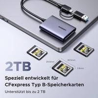Cititor de carduri UGREEN USB C CFexpress Type B cu porturi USB A și USB C, 10 Gbps, până la 1250 MB/s, carcasă din aluminiu, pentru video 8K, Mac, Windows, Linux, laptop 4