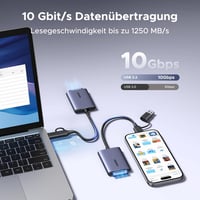 Cititor de carduri UGREEN USB C CFexpress Type B cu porturi USB A și USB C, 10 Gbps, până la 1250 MB/s, carcasă din aluminiu, pentru video 8K, Mac, Windows, Linux, laptop 2