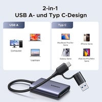 Cititor de carduri UGREEN USB C CFexpress Type B cu porturi USB A și USB C, 10 Gbps, până la 1250 MB/s, carcasă din aluminiu, pentru video 8K, Mac, Windows, Linux, laptop 3