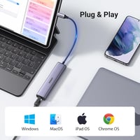 UGREEN USB C Ethernet Adapter 3 USB Porttal - Hálózati Adapter iPhone 15, Galaxy S24, MacBook, iPad Pro, Surface és Steam Deck Eszközökhöz 5