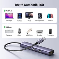 UGREEN USB C Ethernet Adapter 3 USB Porttal - Hálózati Adapter iPhone 15, Galaxy S24, MacBook, iPad Pro, Surface és Steam Deck Eszközökhöz 6