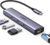 UGREEN USB C Ethernet Adapter 3 USB Porttal - Hálózati Adapter iPhone 15, Galaxy S24, MacBook, iPad Pro, Surface és Steam Deck Eszközökhöz 1