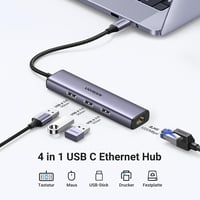 UGREEN USB C Ethernet Adapter 3 USB Porttal - Hálózati Adapter iPhone 15, Galaxy S24, MacBook, iPad Pro, Surface és Steam Deck Eszközökhöz 2