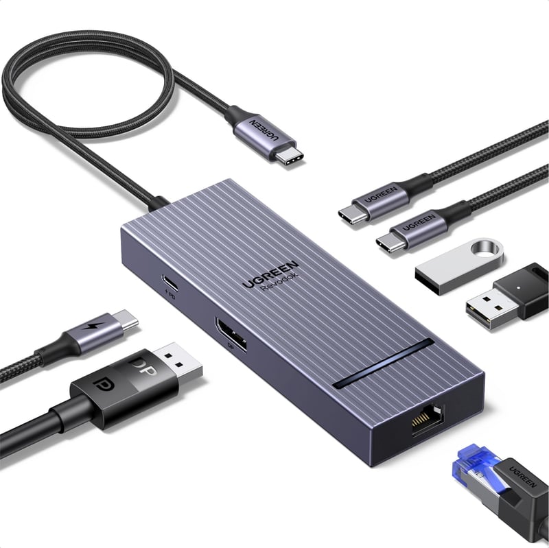 USB-C rozbočovač UGREEN s DisplayPortom, dokovacia stanica s prenosom dát USB 3.2 10 Gb/s