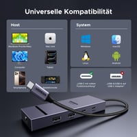 USB-C rozbočovač UGREEN s DisplayPortom, dokovacia stanica s prenosom dát USB 3.2 10 Gb/s 7
