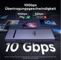 USB-C rozbočovač UGREEN s DisplayPortom, dokovacia stanica s prenosom dát USB 3.2 10 Gb/s 4