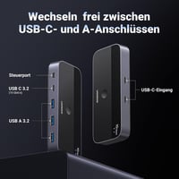 UGREEN USB-C kapcsoló 2 az 4-hez 10Gbps USB 3.2 alumínium ház asztali vezérlővel 2 USB-C to C kábellel billentyűzet egér nyomtató pendrive 4