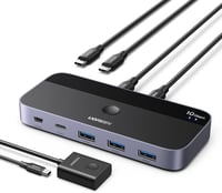 UGREEN USB-C kapcsoló 2 az 4-hez 10Gbps USB 3.2 alumínium ház asztali vezérlővel 2 USB-C to C kábellel billentyűzet egér nyomtató pendrive 1